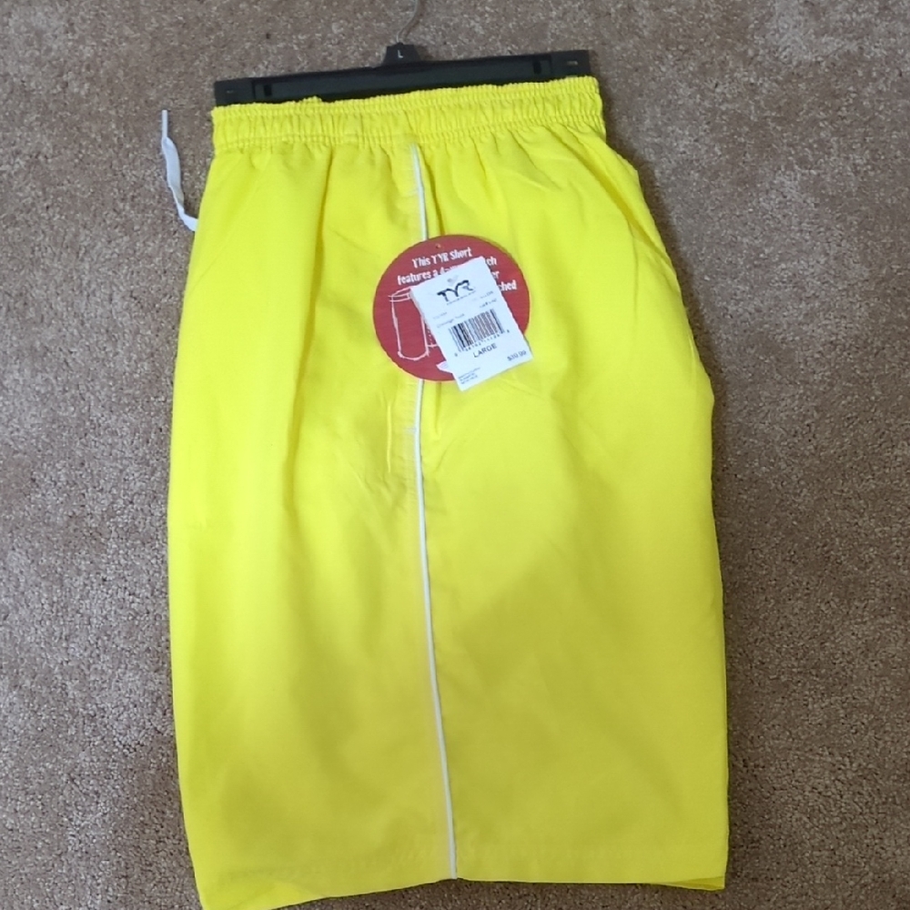 TYR Neon Yellow Swim Trunks Mens Large